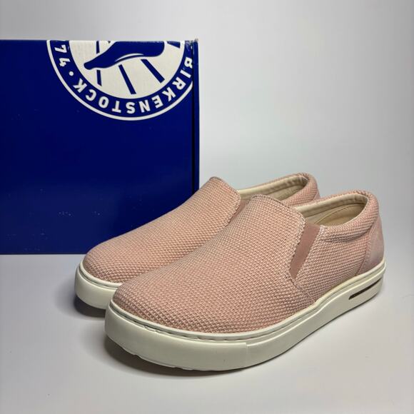 Birkenstock Unisex Oswego Slip On Loafer in Soft Pink Canvas + Suede (Narrow) - Picture 1 of 10